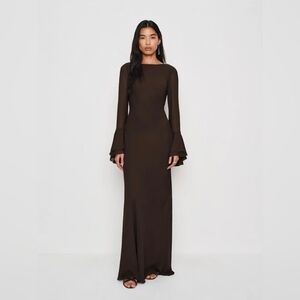 Reformation Olio Dress, Long Sleeve Brown Dress
